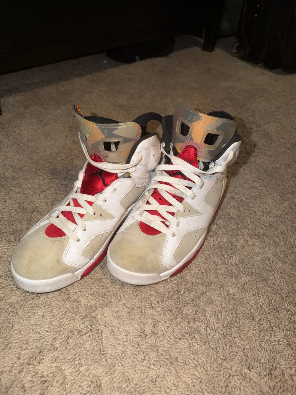 Jordan Hare 6 Men's White Red and Tan Retro